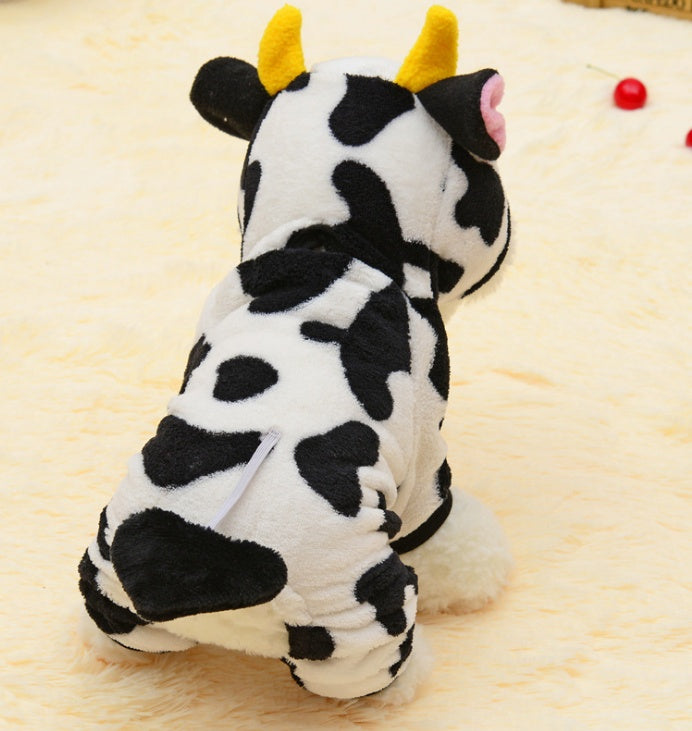 New Pet Dog Cat Coat Warm Cow Costume