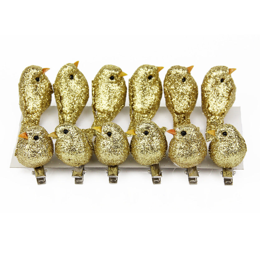 Christmas Supplies Microscopic Decoration Props Simulation Bird 12pcs