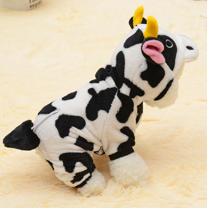 New Pet Dog Cat Coat Warm Cow Costume