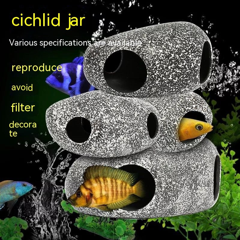 Fish Tank Stone View Decorative Landscaping Fish