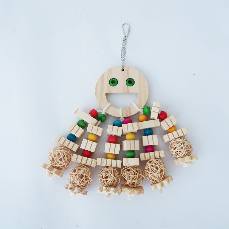 Parrot Toy Bird Supplies Cartoon Wooded Bite Big String