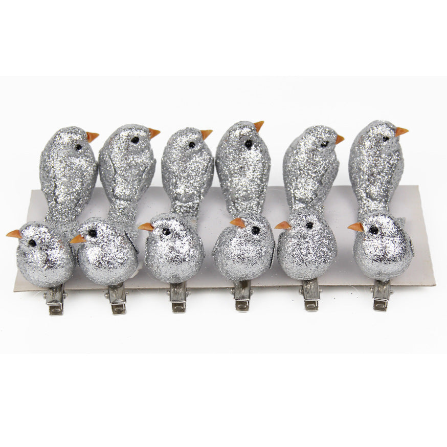 Christmas Supplies Microscopic Decoration Props Simulation Bird 12pcs