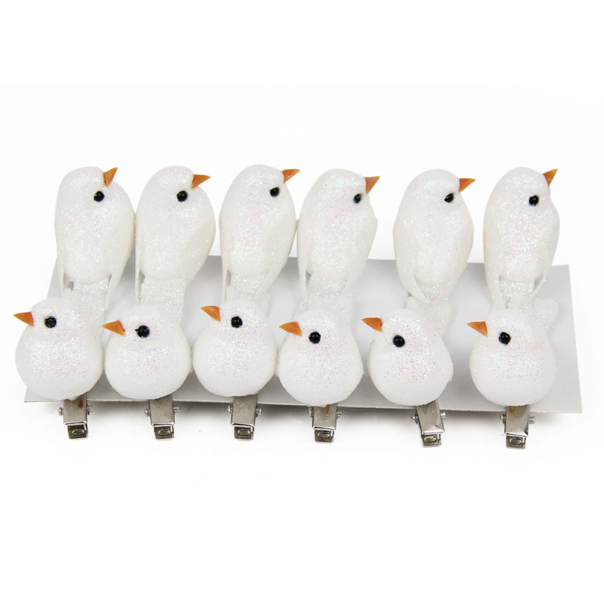 Christmas Supplies Microscopic Decoration Props Simulation Bird 12pcs