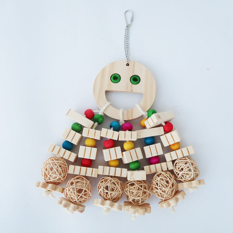 Parrot Toy Bird Supplies Cartoon Wooded Bite Big String